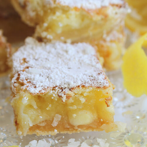 Crazy Good Lemon Bars with Coconut and White Chocolate