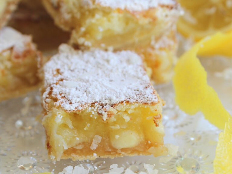 Crazy Good Lemon Bars with Coconut and White Chocolate