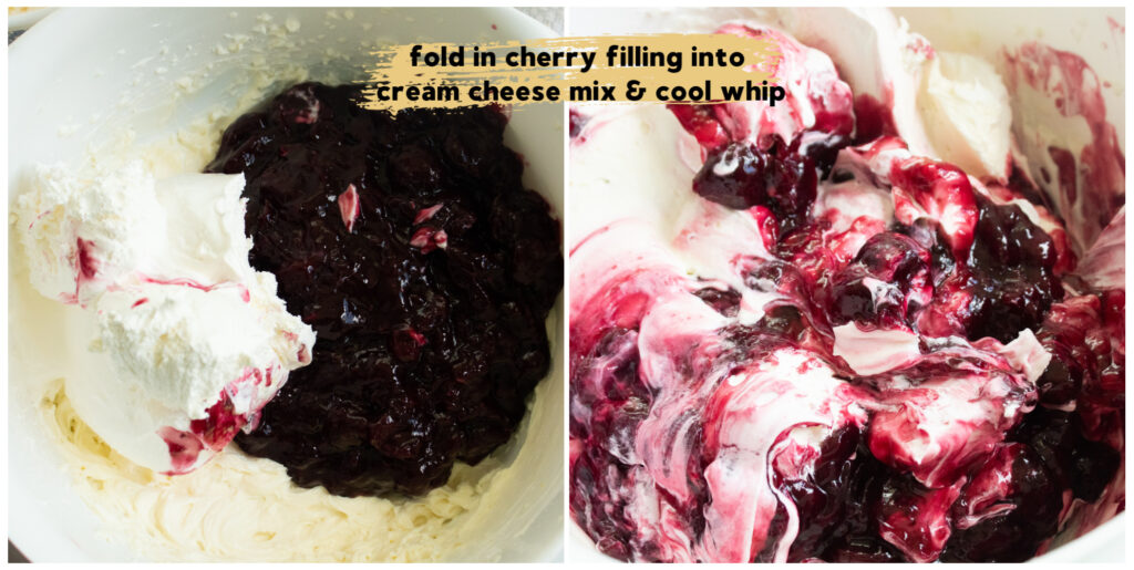 cherry pie filling and cool whip and cream cheese mixture
