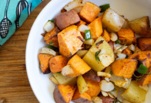 close up of the best sweet potato hash